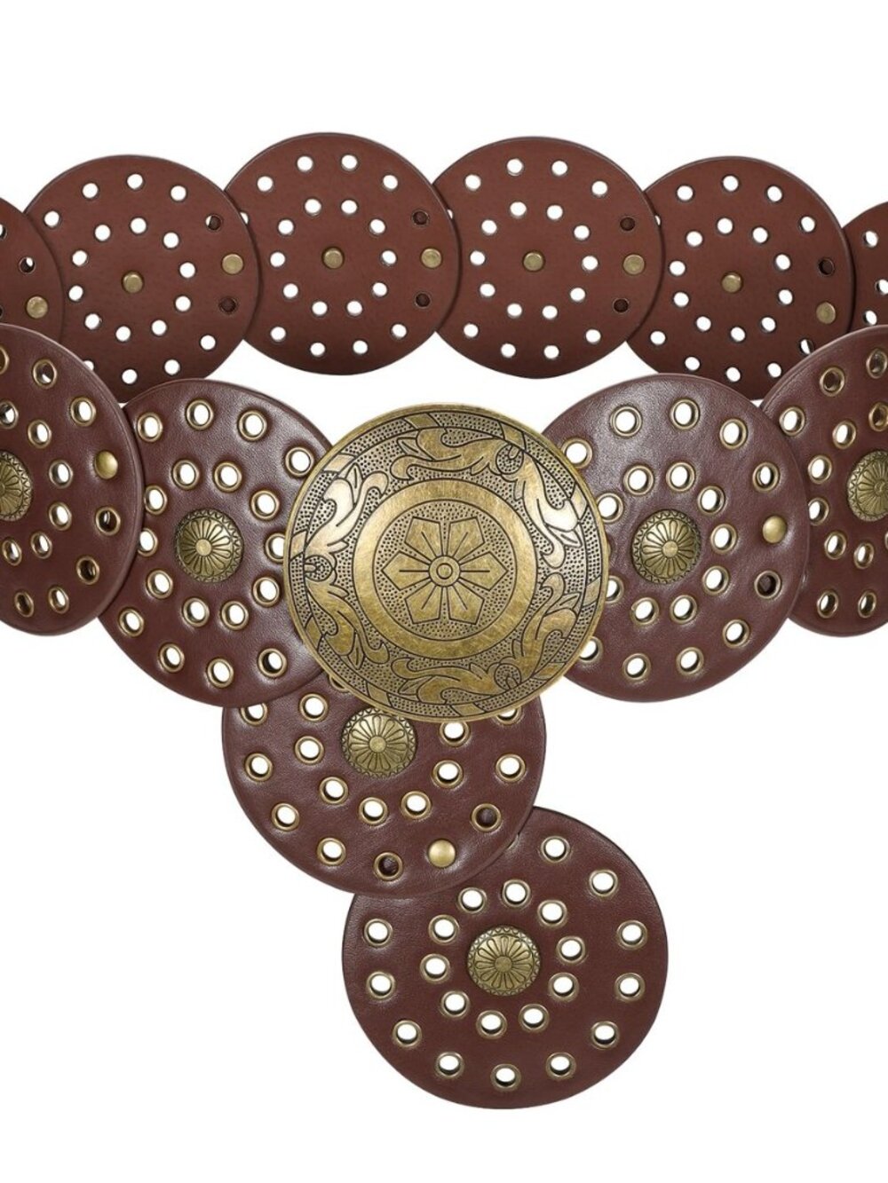 Women's Boho Disc Belt Wide Western Leather Belt Vintage Concho Waist Belts for